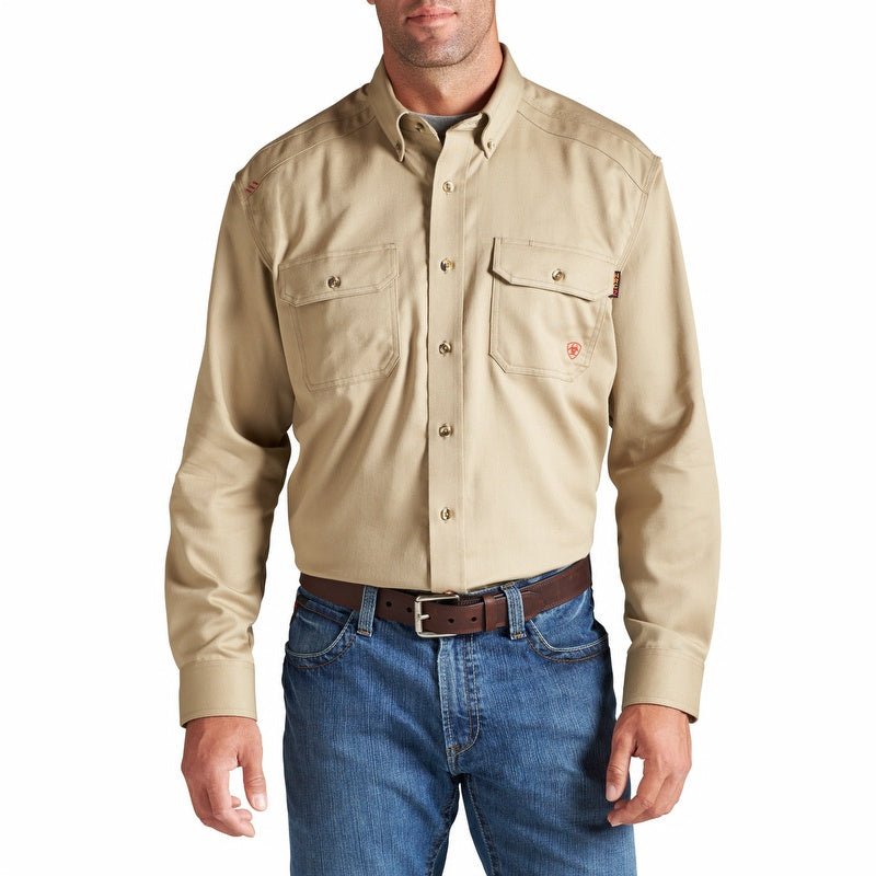 Ariat Men’s Flame Resistant Solid Work Shirt Khaki 10012251