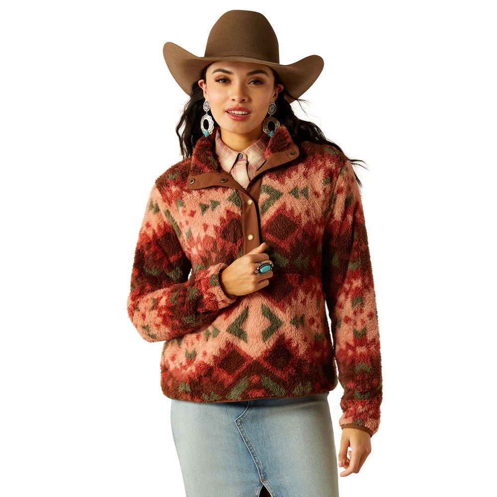 Ariat Ladies Berber Snap Front Sweatshirt Plainsview Print 10053942