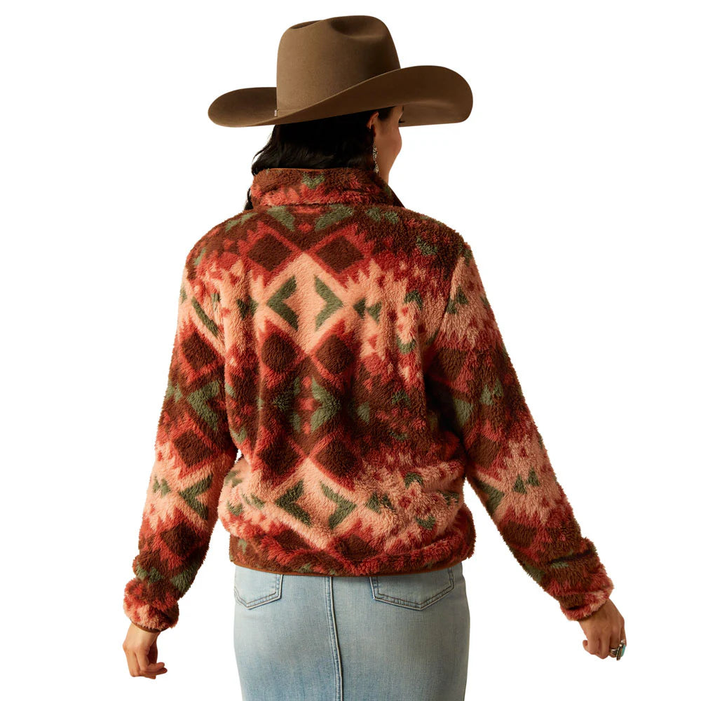 Ariat Ladies Berber Snap Front Sweatshirt Plainsview Print 10053942