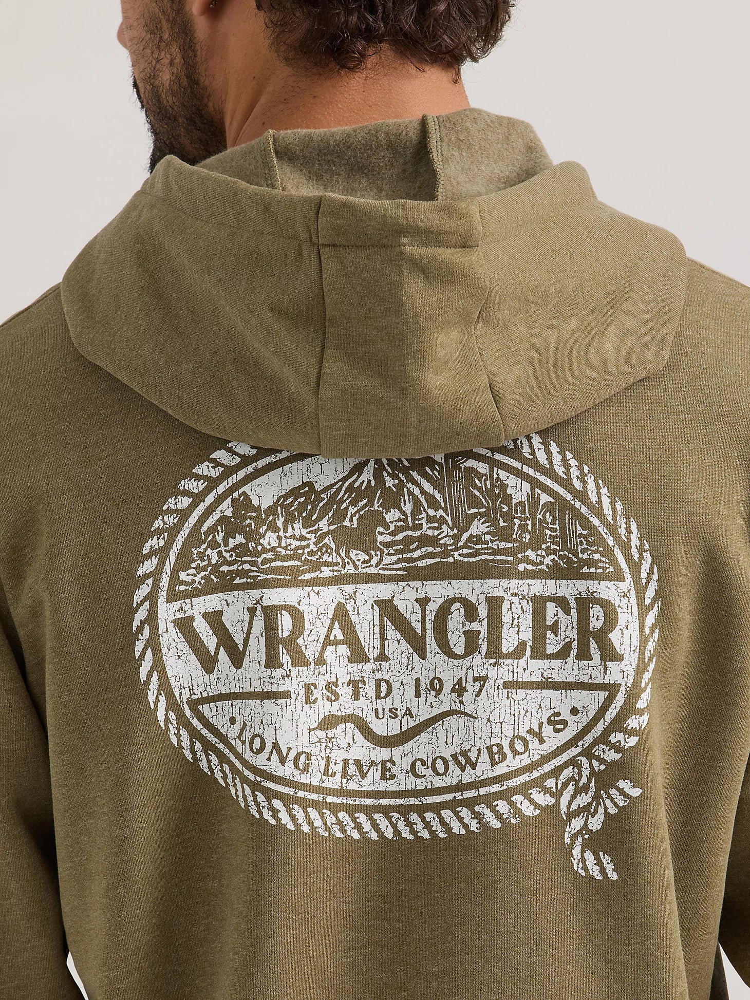 Wrangler Men’s Rope Frame Logo Pullover Hoodie – Burnt Olive – 112350060