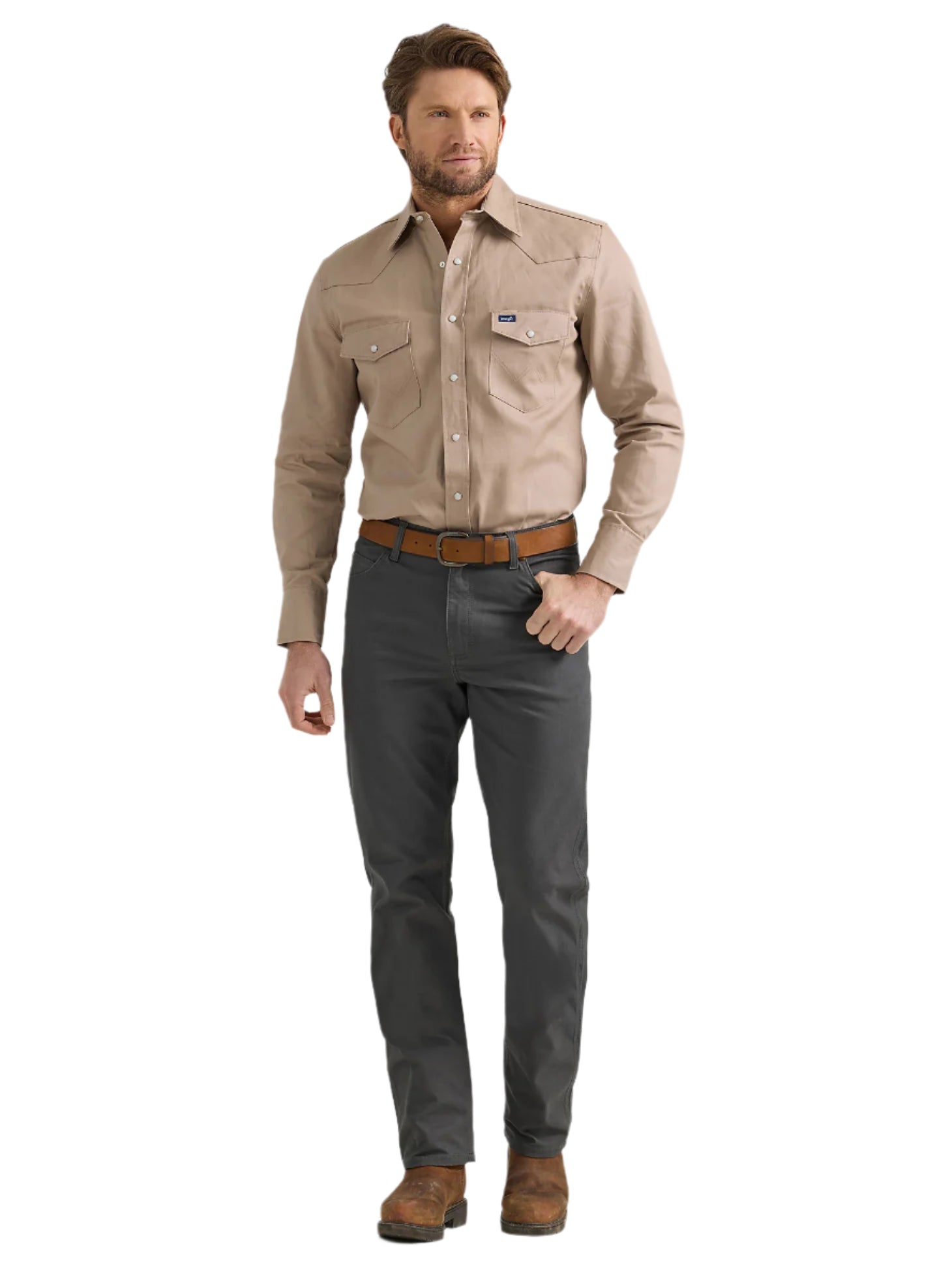 Wrangler Mens Performance Tough Comfort Cowboy Cut Grey Work Pants-112361550