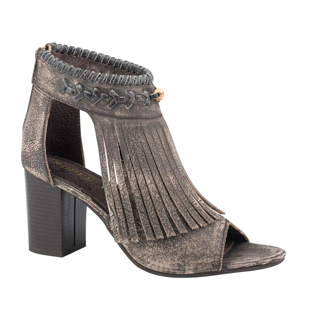 Roper Ladies Footwear Black Fringe Open Toe Mule 09-021-0946-1291
