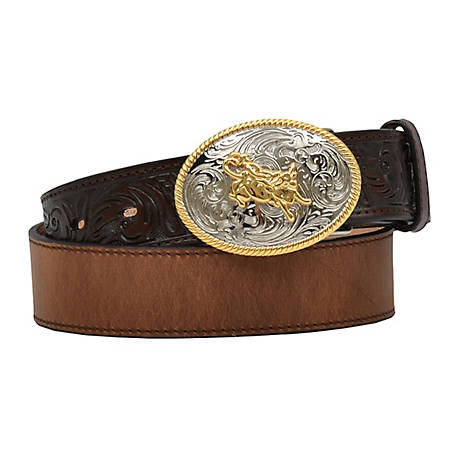 3D Belt Company Boys Floral Embossed Brown Belt D4202