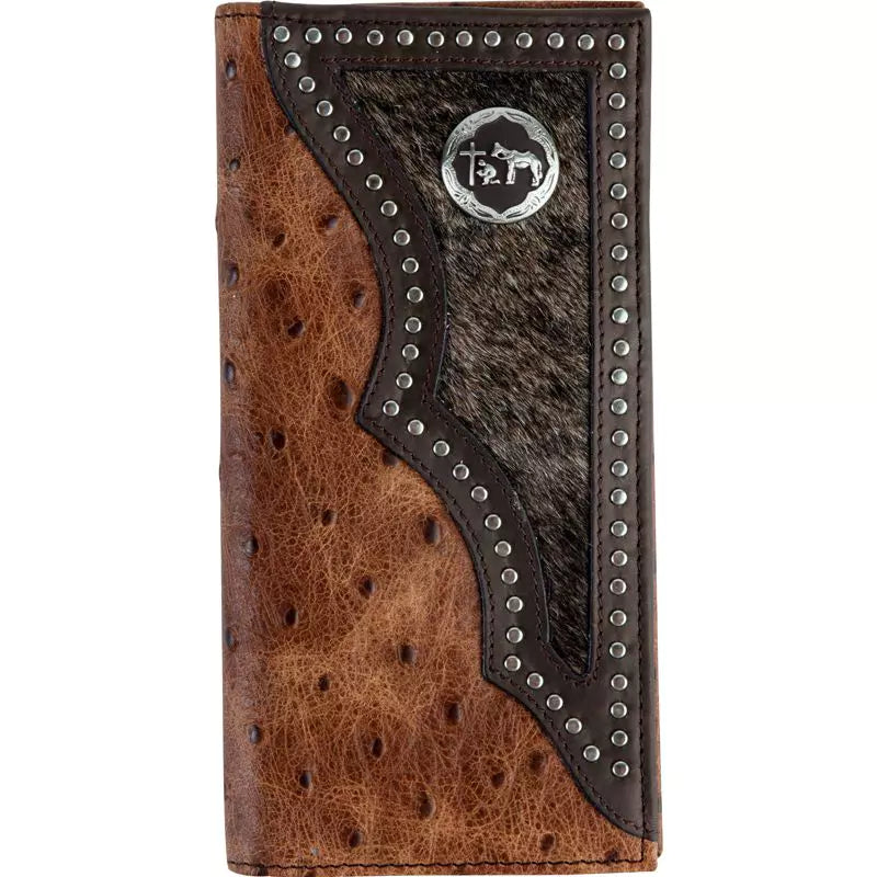3D Belt Company Men’s Brown Ostrich Rodeo Hair On Wallet DW914