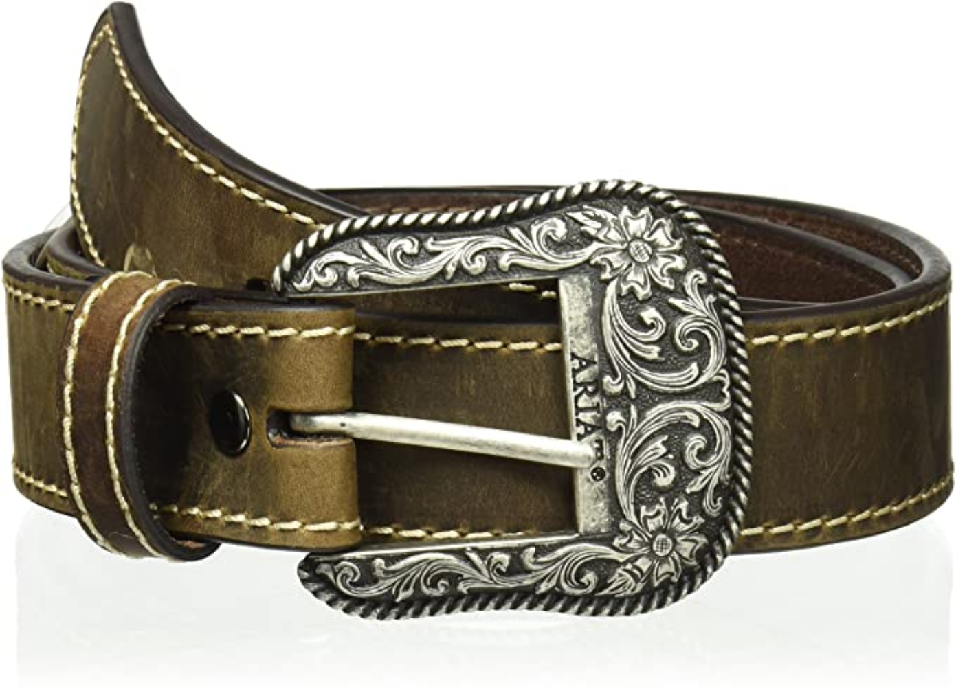 Ariat Women’s Basic Stitch Edged Belt, brown A1523402