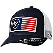 Ariat Brand USA Flag Patch Navy Blue With White Mesh Snapback Hat – 1517603