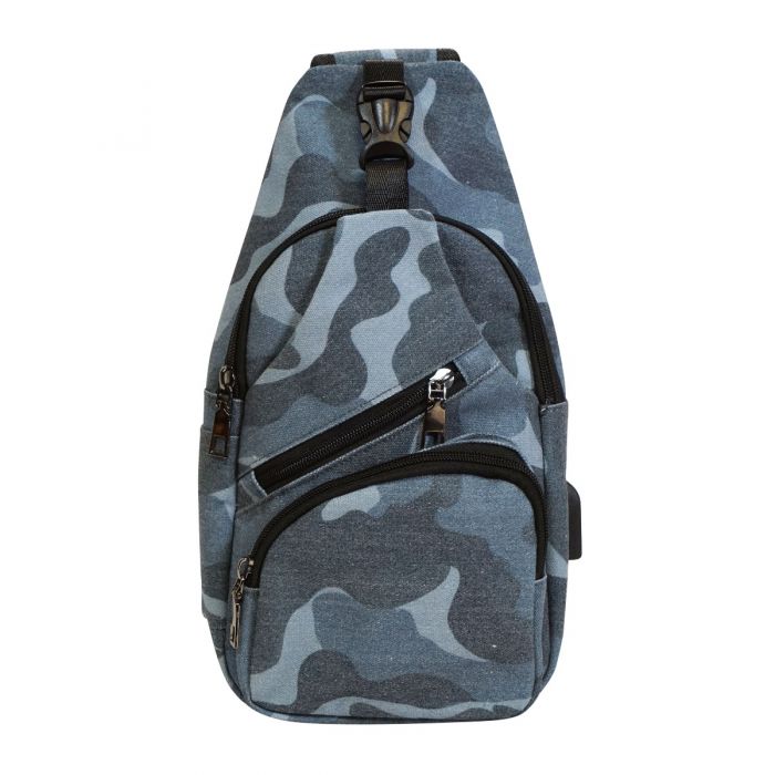 Anti-theft Daypack-Vintage Blue Camo-Regular- 50155