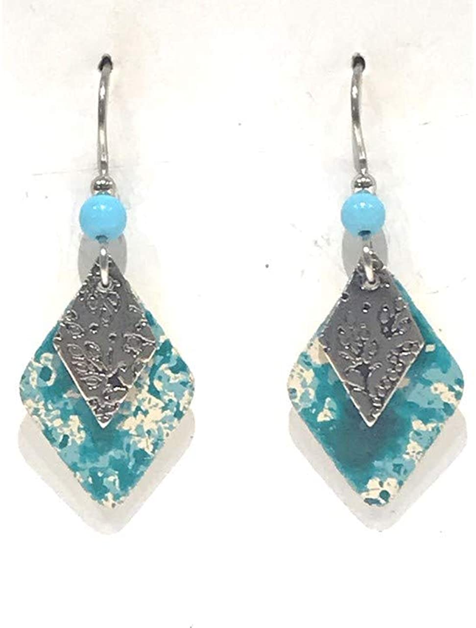 Silver Forest Diamond Duo Teal Earrings NE-0896D