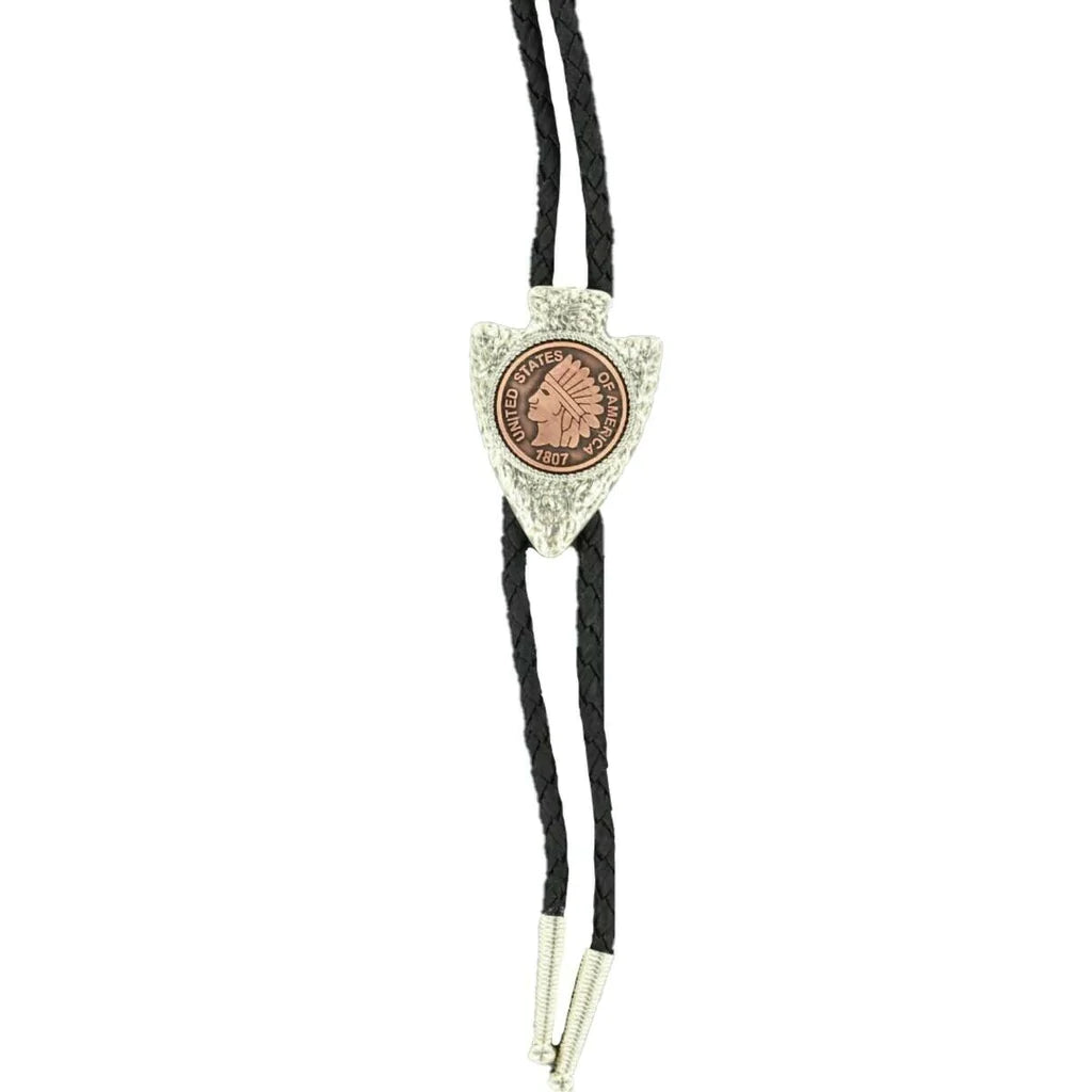 Double S Arrowhead & Coin Slide Bolo Tie 22122