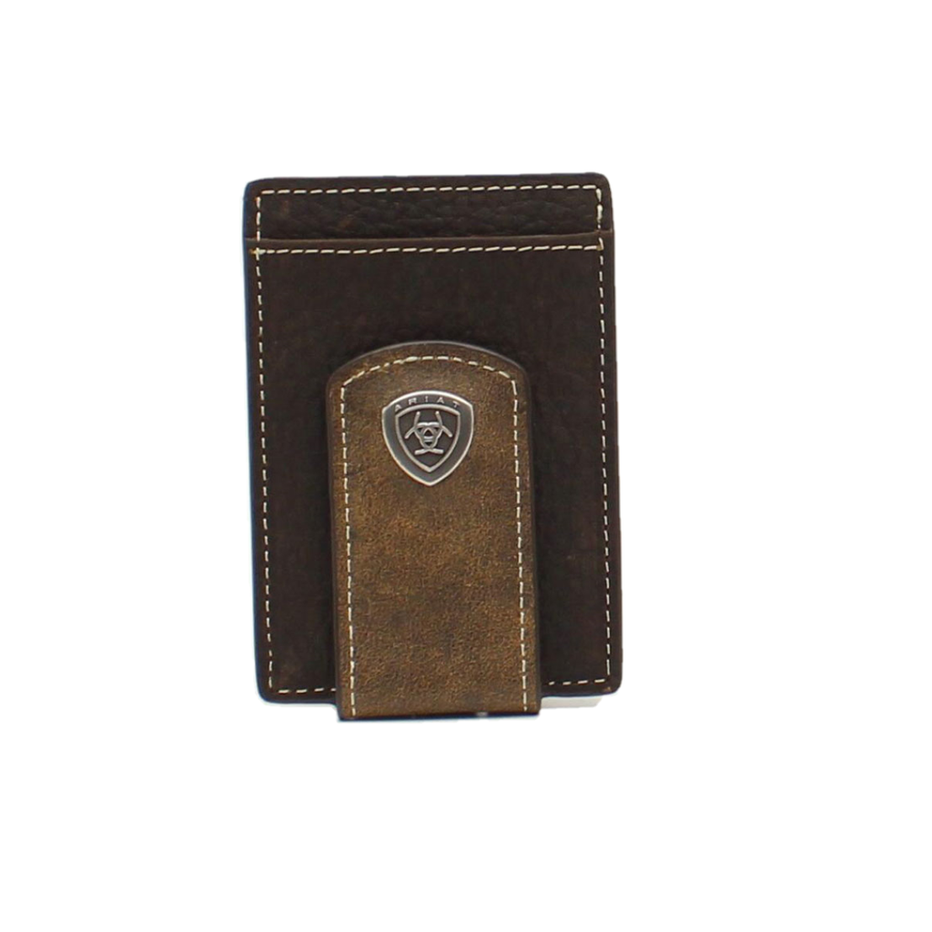 Ariat Men’s Shield Concho Brown Money Clip Wallet A3544702