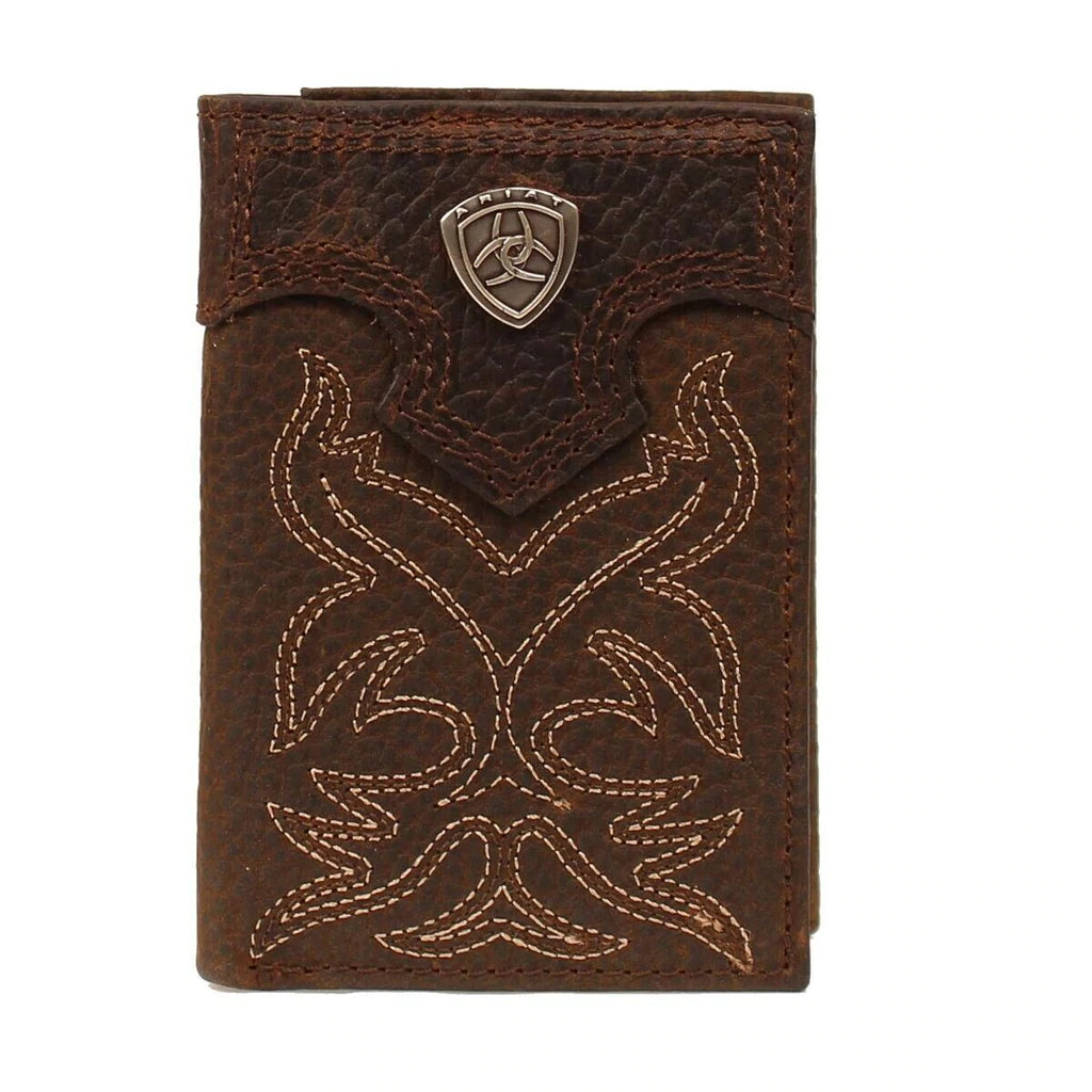 Ariat Brown Tri-fold Rodeo Wallet with Shield Logo A3511002