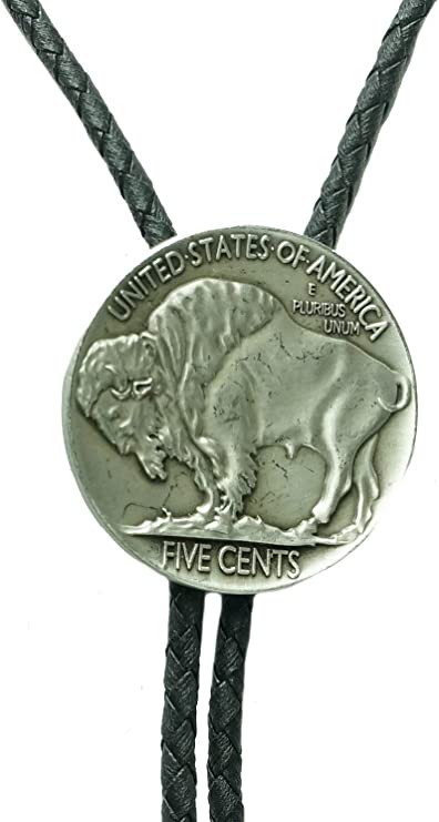 M & F Western Men’s Buffalo Nickel Bolo Tie Silver One Size