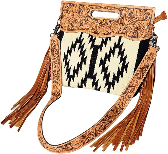 American Darling Aztec Saddle Blanket with Tooled Leather Bag – ADBGS146V