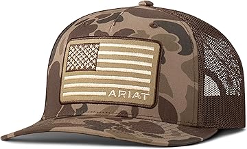 Ariat Men’s Camo Richardson 112 Trucker Cap American Flag Patch