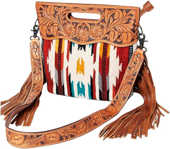 American Darling Aztec Saddle Blanket with Tooled Leather Bag – ADBGS146BA