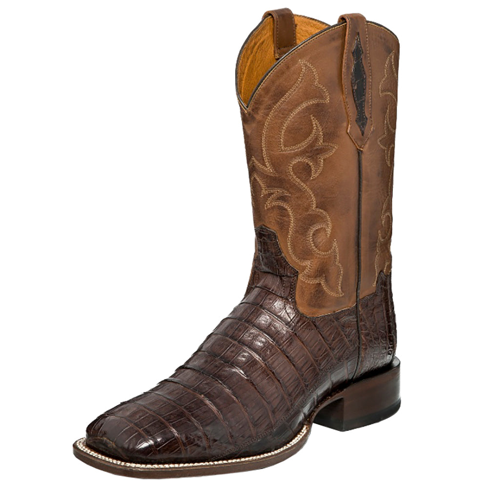 Tony Lama Men’s Cafe Pieced Caiman Belly Tail w/Ranch Top Boots TL5251