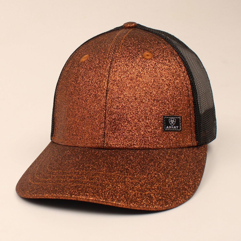 ARIAT Women’s Offset Logo Glitter Messy Bun Snapback Cap A3000053216