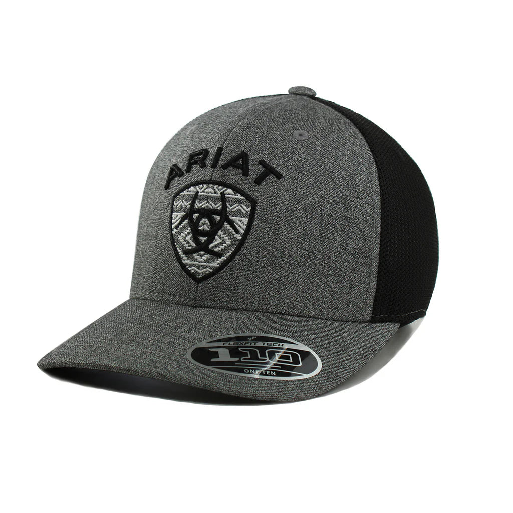 ARIAT Grey and Black Aztec Shield Logo Patch Cap – A300064606
