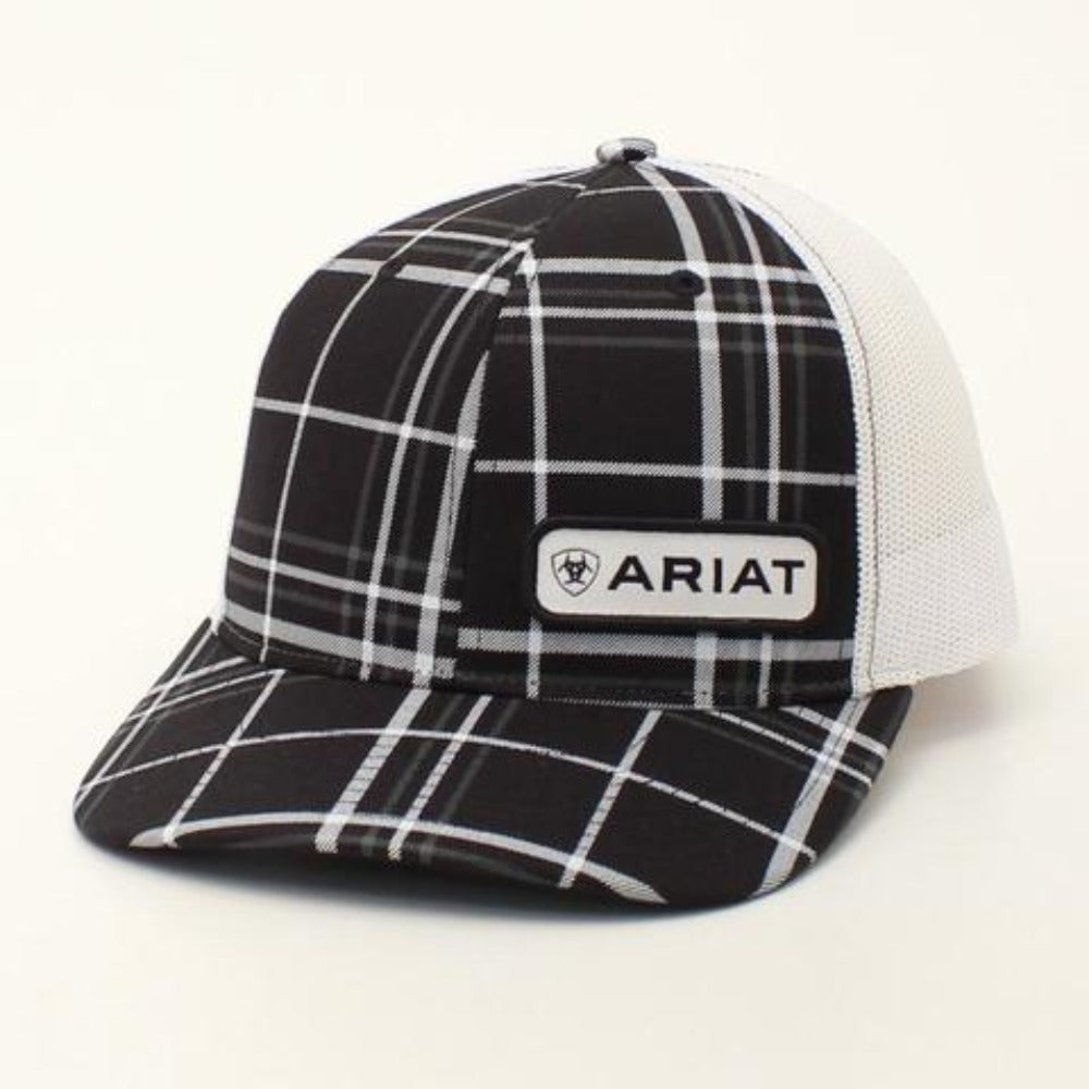 Men’s Ariat Black and White Plaid Ball Cap A300017001