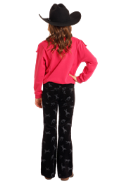 Rock and Roll Girls Horse Print Corduroy Flare Jeans – Black – BG6PD05302