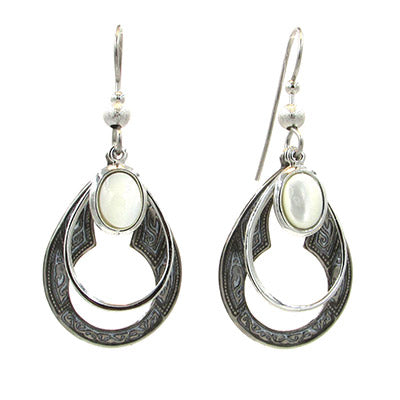 Silver Forest Ornate Mother of Pearl Drop E-9949A