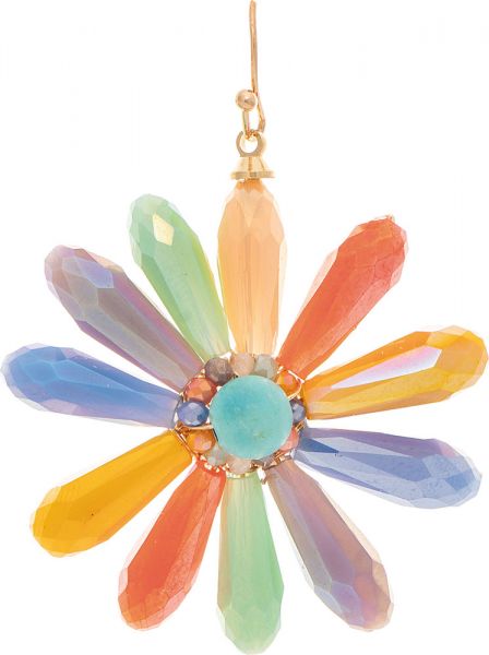 Rain Gold Multicolor Glass Bead Big Flowers Earring E4635M