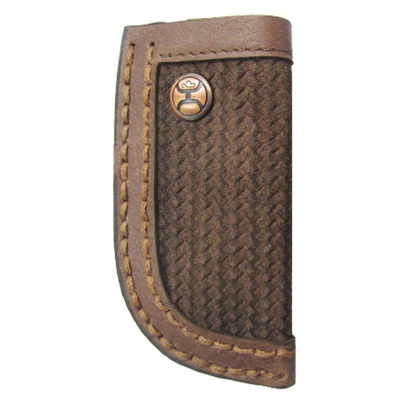 “Hooey Classic Roughout” Knife Sheath Brown w/Basket Weave – HKS002-BR