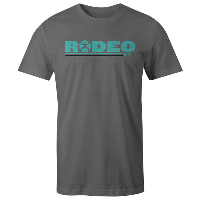 Hooey Men’s “Rodeo” Grey T-Shirt with Turquoise Logo HT1532GY