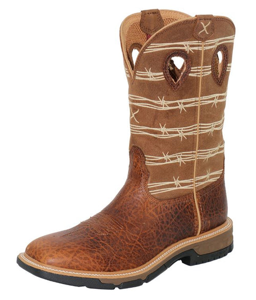 Twisted X Men’s 12″ Rustic Brown & Lion Tan Soft Toe Work Boot MXB0010