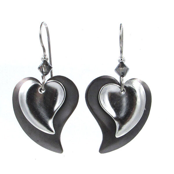 Silver Forest Layered Heart Earrings NE-0941A