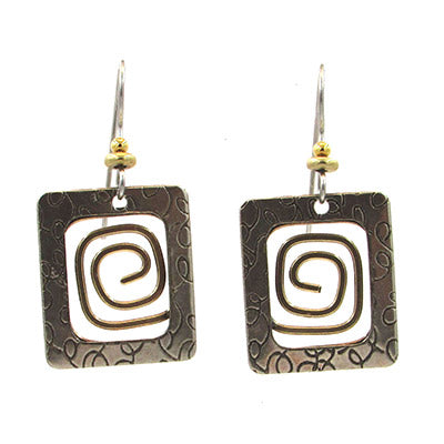 Silver Forest Spiral & Square Earrings NE-1556