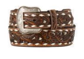 Nocona Western Belt Mens Tapered Belt Calf Hair Underlay Black & White – N210008802