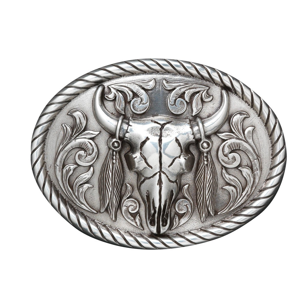 Nocona Men’s Steer Skull & Feathers Buckle Buckle 37030