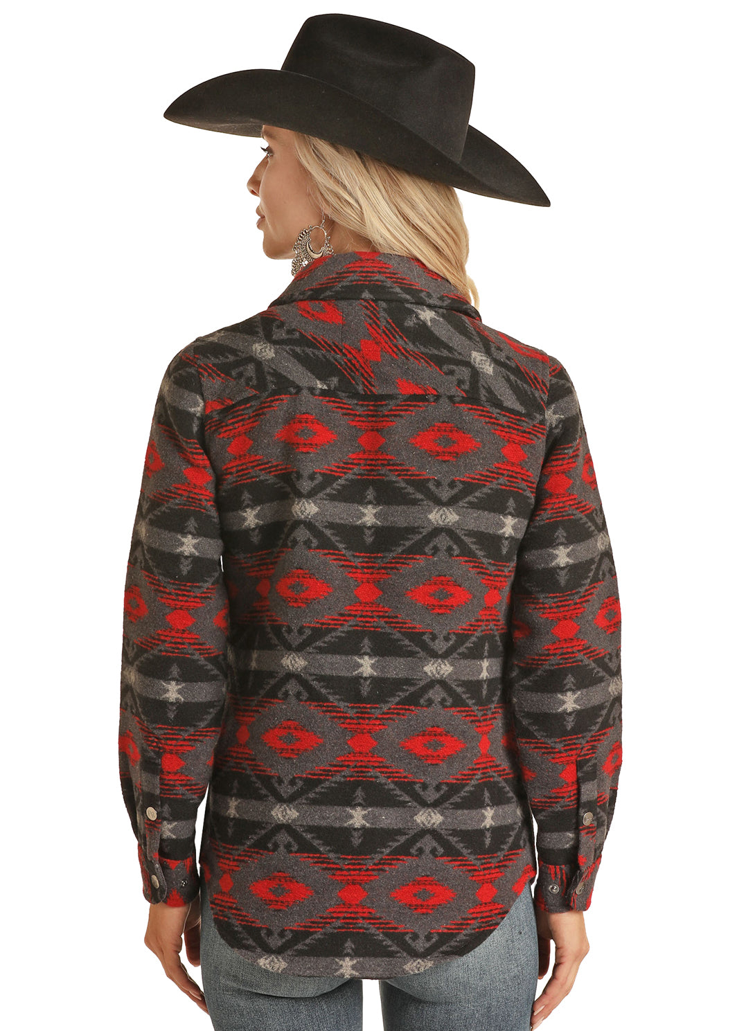 Ladies Powder River Aztec Print Jacket Black/Red PRWO92RZZ3