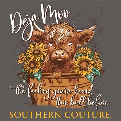 Southern Couture Classic Deja Moo Long Sleeve – Charcoal – SC1226CHLS