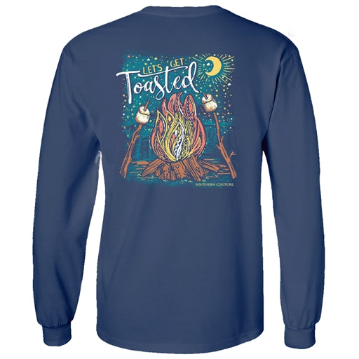 Southern Couture Let’s Get Toasted Long Sleeve Graphic Tee – China Blue – SC1341CBLS