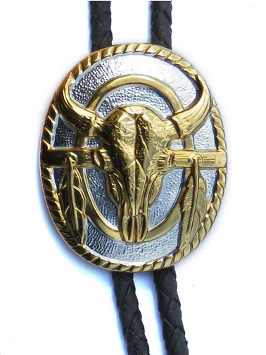 Gold Skull Oval Concho Bolo Tie 22274