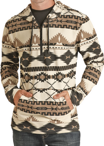 Men’s Powder River Aztec Quarter Zip Knit Hoodie PRMO91RZXN