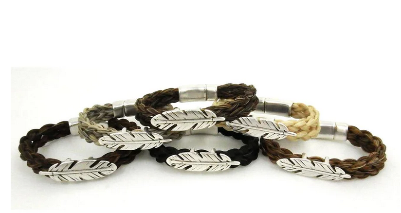 Cowboy Collectibles Magnetic Clasp Silver Feather Bracelet-BST9