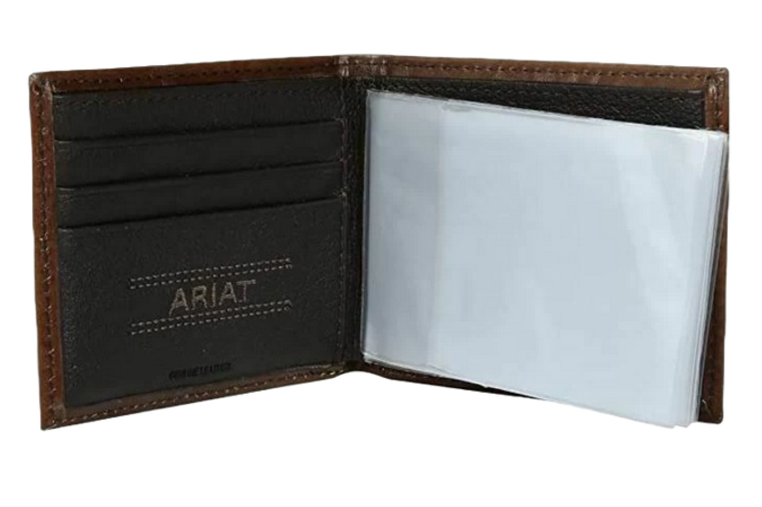 Ariat Men’s Tonal Brown Floral Inlay Bi-Fold Wallet A3533002