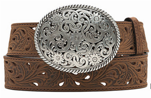 Tony Lama Women’s Brown Pierced Filigree Trophy Belt C50029