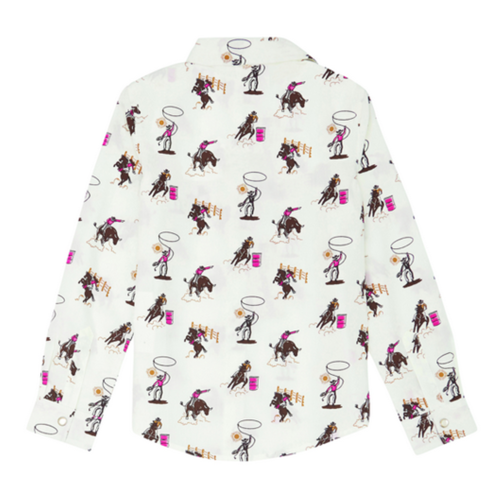 Wrangler Kids White Barrel Racing Button Up Shirt-112355824
