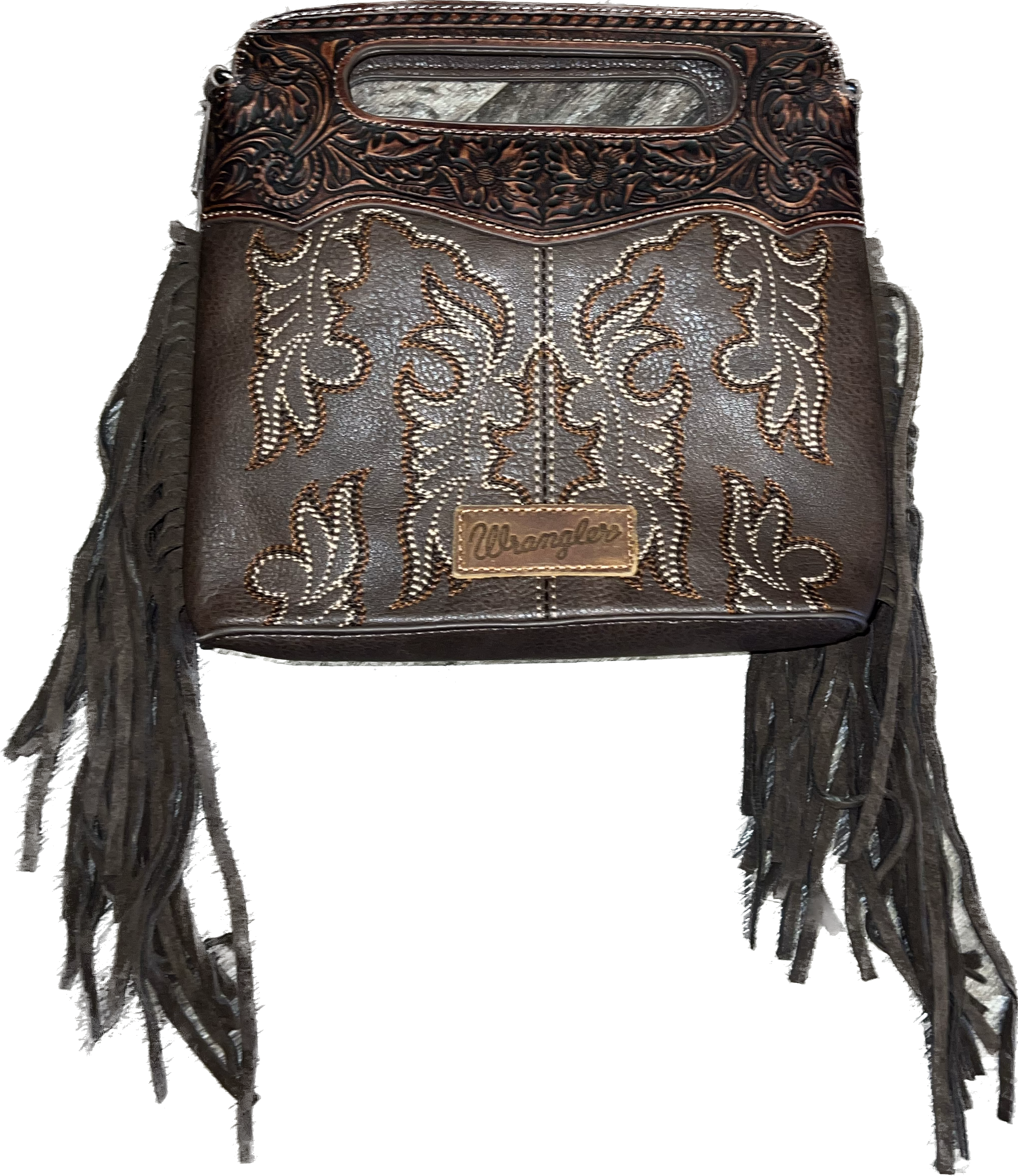 Wrangler Brown Fringe Pattern Purse WG110-2022CF