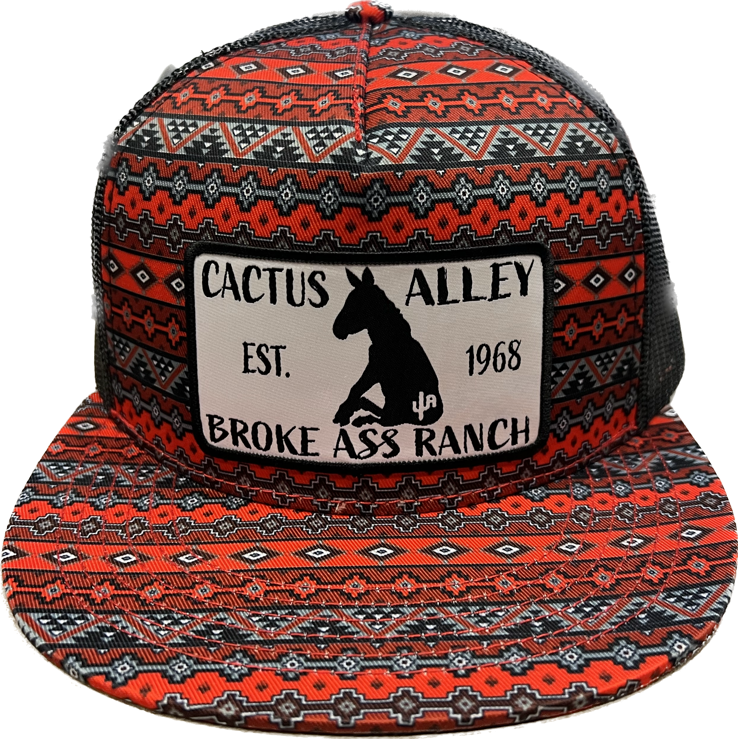 Cactus Alley Donkey Red and Black Aztec Snapback