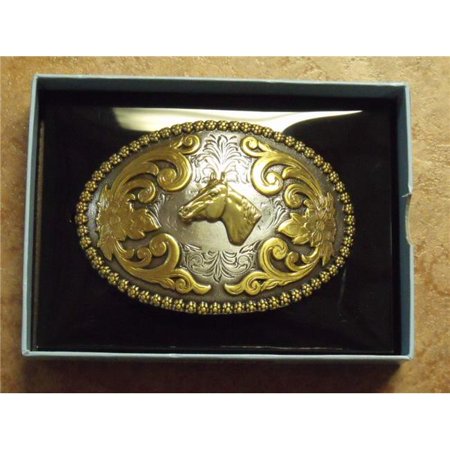 M&F Western Products 3756607 Nocona Womens Oval Berry Edge Horsehead Belt Buckle