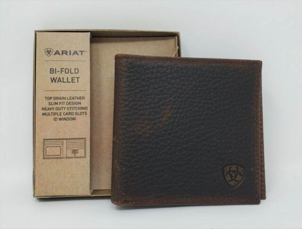 Ariat® Men’s Rowdy Shield Logo Brown Bifold Wallet A35307282