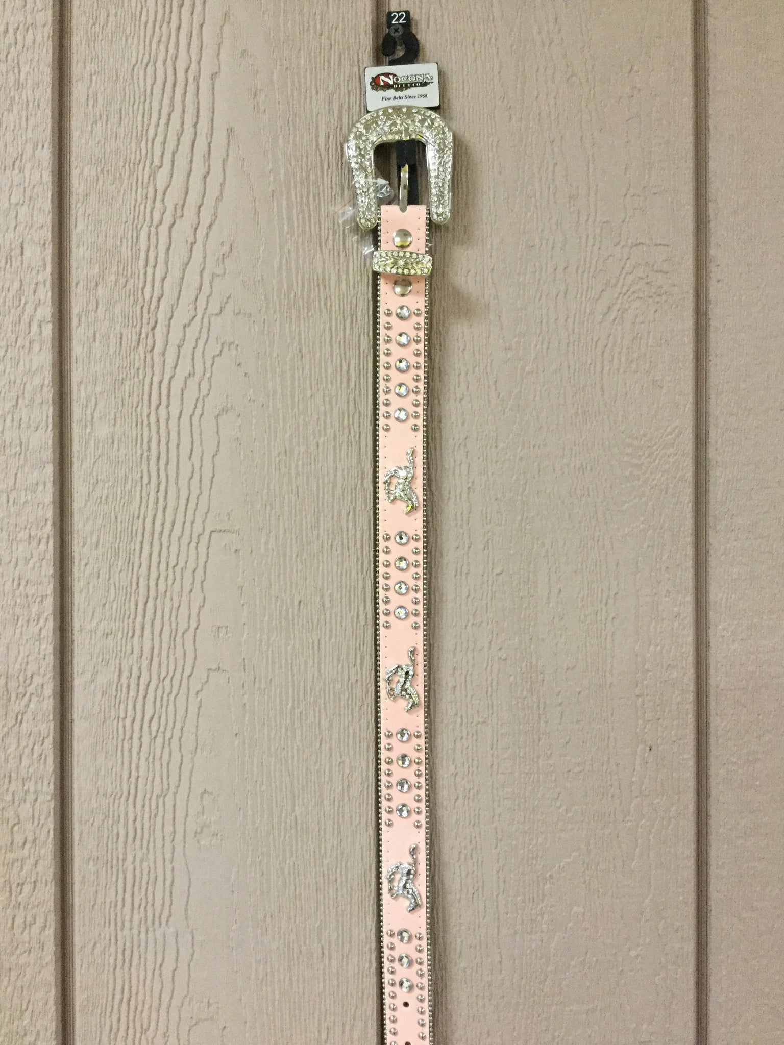 Nocona Girl’s Running Horse Conchos Belt Pink N4427630