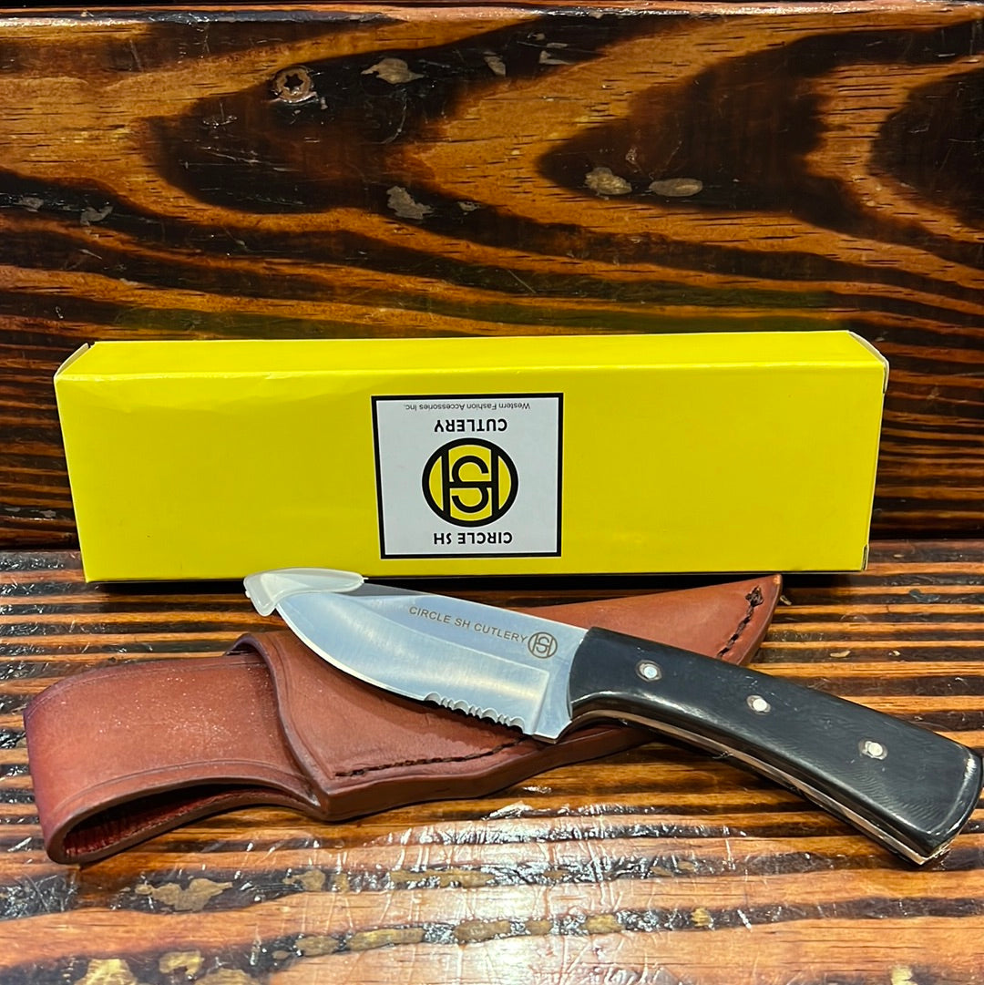 Circle SH Black Handle Fixed Blade Knife CSH-5
