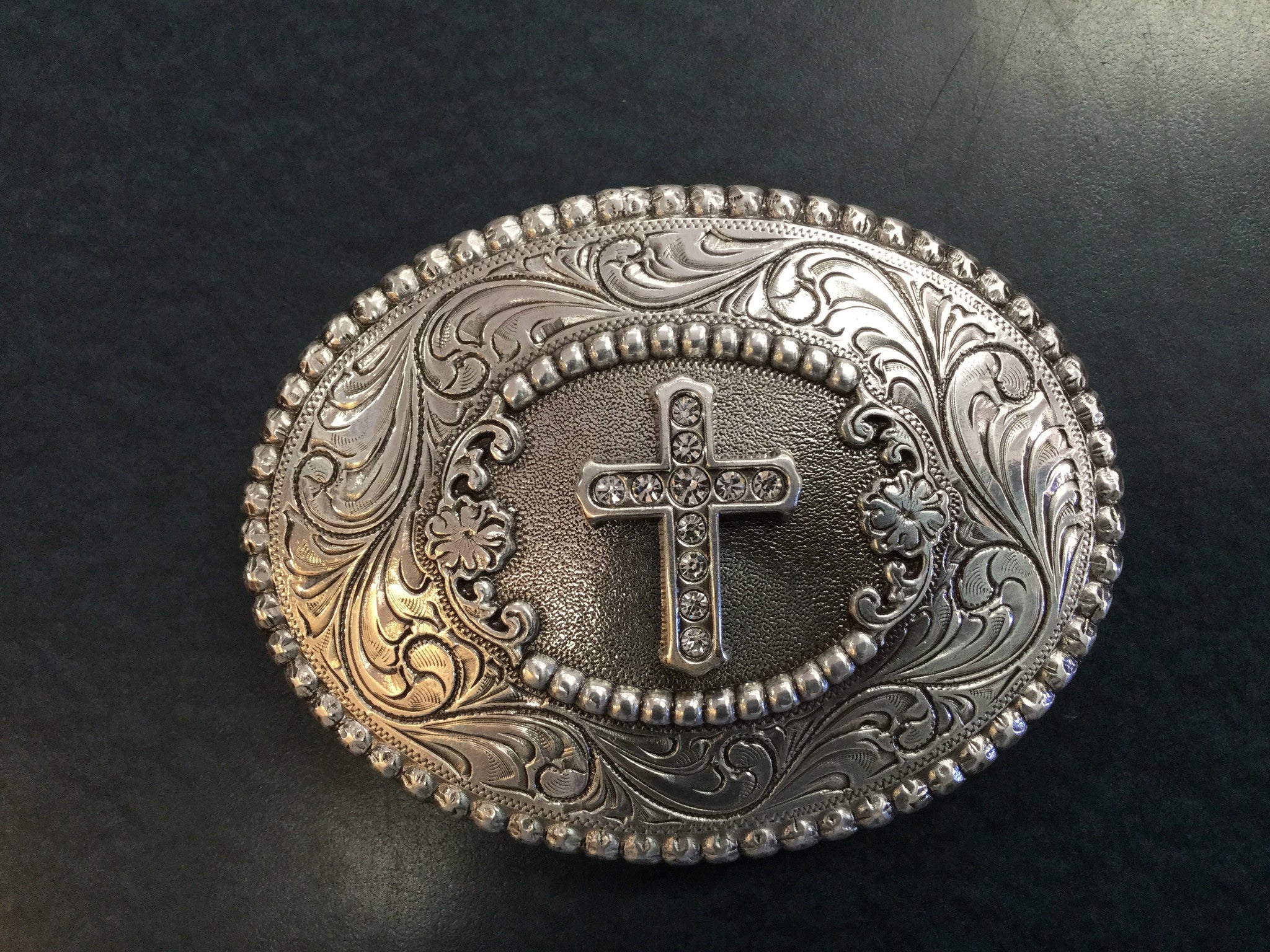 Blayzin Roxx Oval Buckle With Rhinestone Cross 3756842C