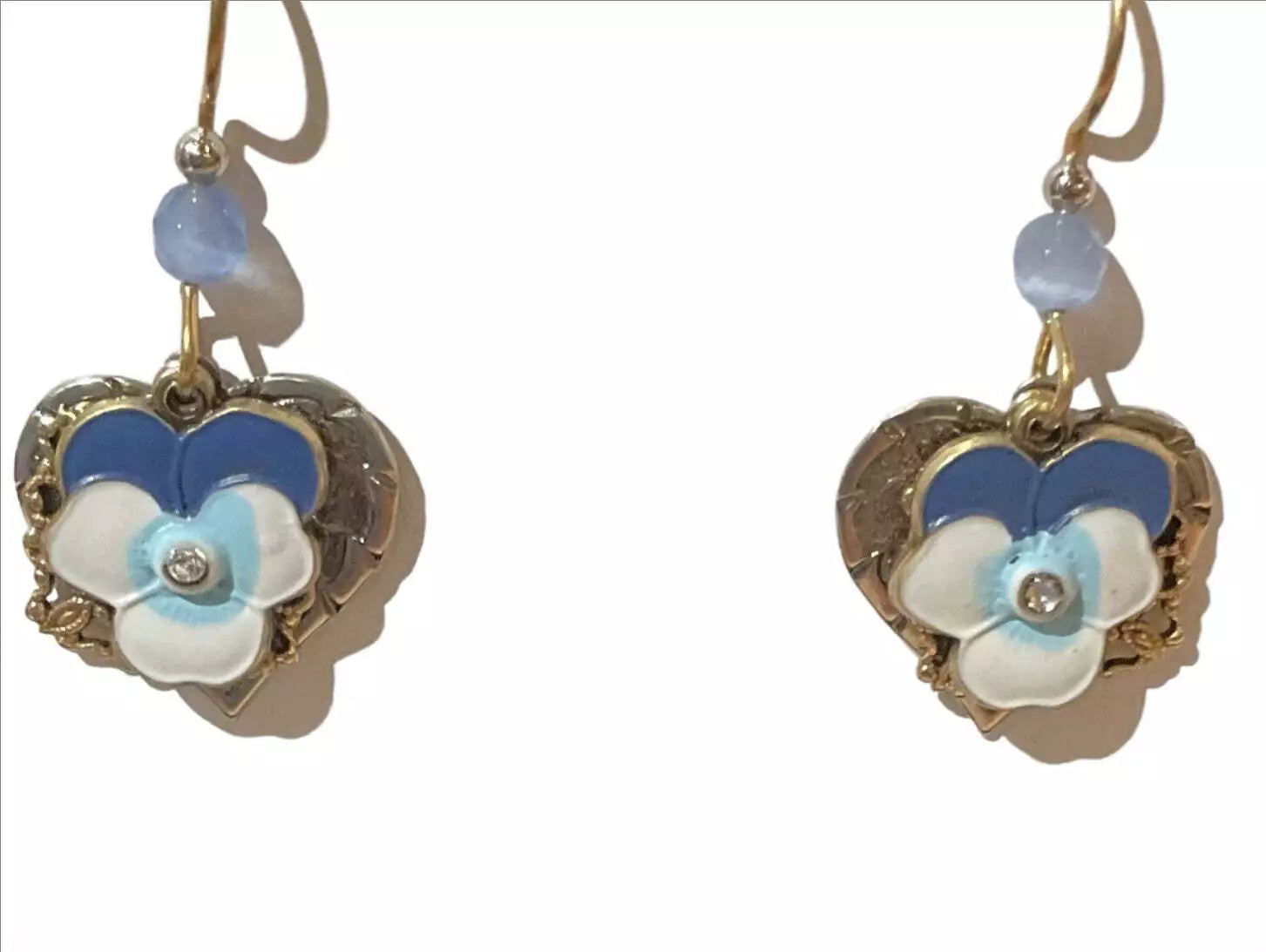 Silver Forest Earrings Flower and Hearts – Blue – E-9136C